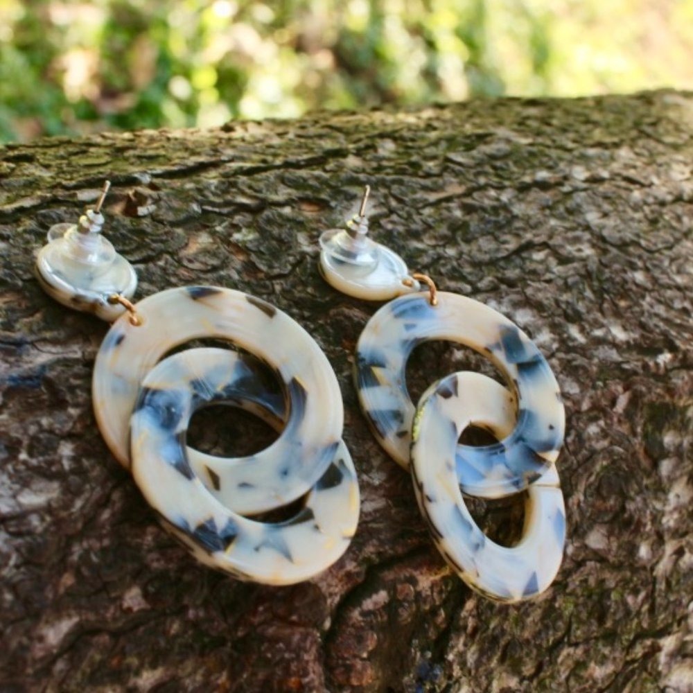 New Chunky Circle Layered Chain Dangle Earrings - image 6
